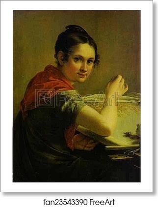 Free art print of Gold-Embroideress by Vasily Tropinin