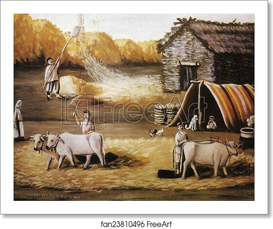 Free art print of Threshing Yard. Evening by Niko Pirosmani Free art print of Threshing Yard. Evening by Niko Pirosmani
