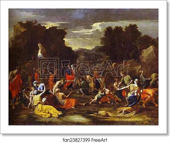 Free art print of Gathering of Manna by Nicolas Poussin