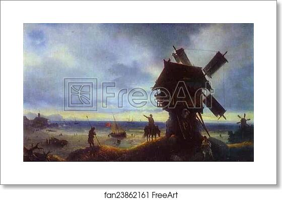 Free art print of Windmill on the Sea Coast by Ivan Aivazovsky Free art print of Windmill on the Sea Coast by Ivan Aivazovsky