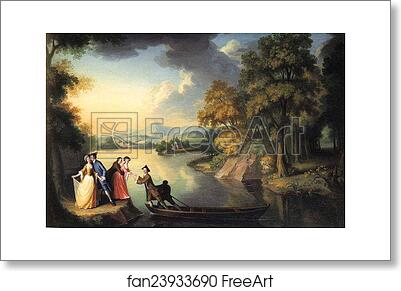 Free art print of A Boating Party on Lake Windermere by George Romney