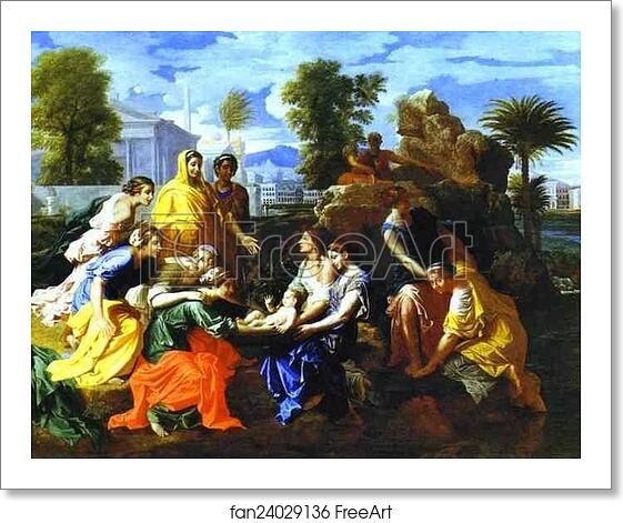 Free art print of Baby Moses Saved from River by Nicolas Poussin