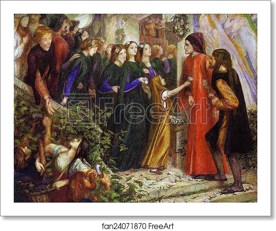 Free art print of Beatrice Meeting Dante at a Marriage Feast, Denies Him Her Salutation by Dante Gabriel Rossetti