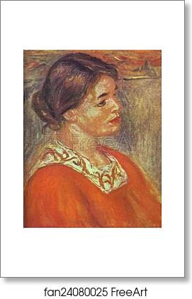 Free art print of Woman in a Red Blouse by Pierre-Auguste Renoir