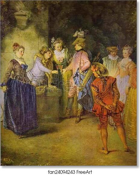 Free art print of Love in the French Theater. Detail by Jean-Antoine Watteau