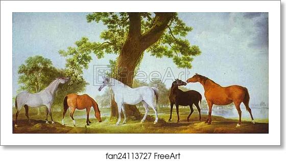 Free art print of Mares by an Oak-Tree by George Stubbs Free art print of Mares by an Oak-Tree by George Stubbs