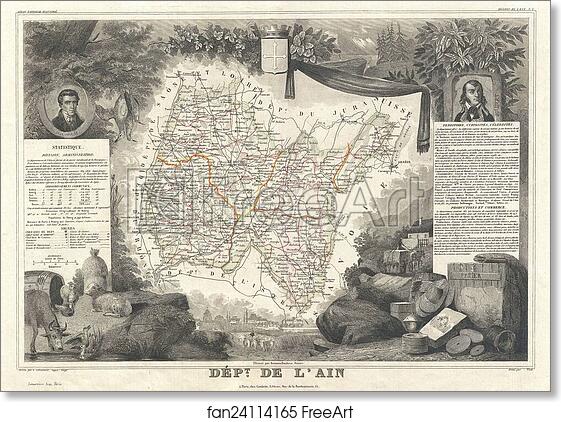 Free art print of Dept. de L'Ain. by Victor Jules Levasseur