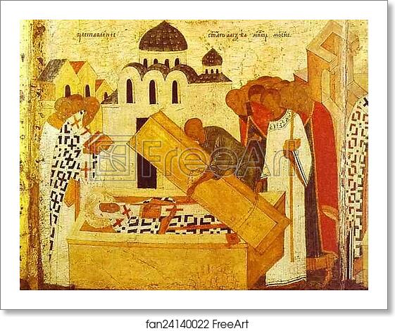 Free art print of The Discovery of the Remains. Border scene of St. Alexius, Metropolitan of Moscow, with Scenes from His Life by Dionisii (Dionysius) Free art print of The Discovery of the Remains. Border scene of St. Alexius, Metropolitan of Moscow, with Scenes from His Life by Dionisii (Dionysius)