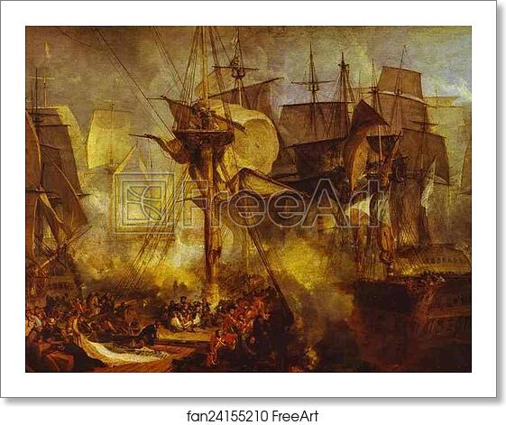 Free art print of The Battle of Trafalgar, as Seen from the Mizen Starboard Shrouds of the Victory by Joseph Mallord William Turner Free art print of The Battle of Trafalgar, as Seen from the Mizen Starboard Shrouds of the Victory by Joseph Mallord William Turner