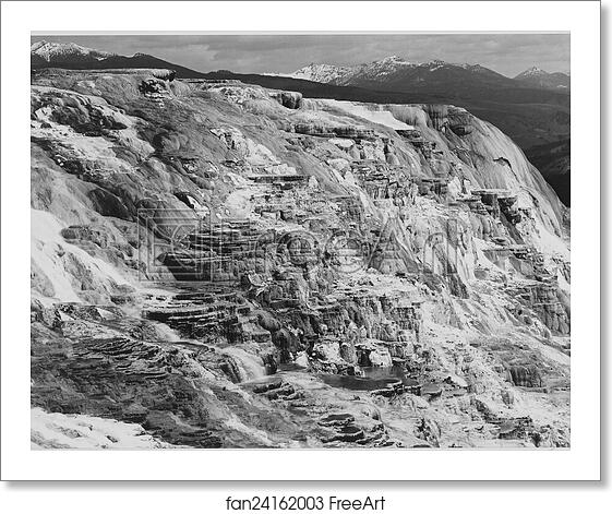 Free art print of Jupiter Terrace, Fountain Geyser Pool, Yellowstone National Park, Wyoming. Photographs of National Parks and Monuments, compiled 1941 - 1942, documenting the period ca. 1933 - 1942. by Ansel Adams (1902-1984) Free art print of Jupiter Terrace, Fountain Geyser Pool, Yellowstone National Park, Wyoming. Photographs of National Parks and Monuments, compiled 1941 - 1942, documenting the period ca. 1933 - 1942. by Ansel Adams (1902-1984)