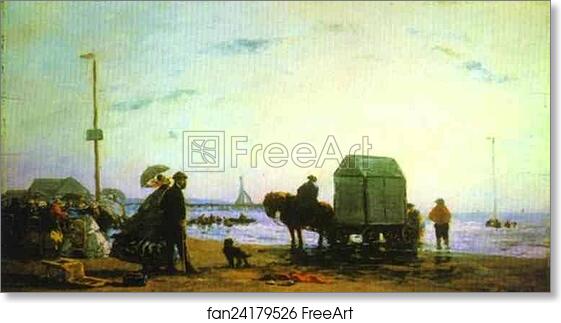 Free art print of Beach Scene, Trouville by Eugène-Louis Boudin