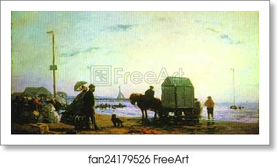 Free art print of Beach Scene, Trouville by Eugène-Louis Boudin