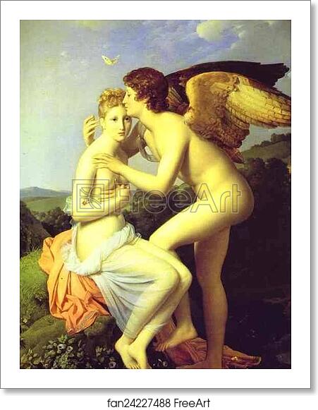 Free art print of Amor and Psyche, also known as Psyche Receiveing Her First Kiss of Love by Baron François-Pascal-Simon Gérard