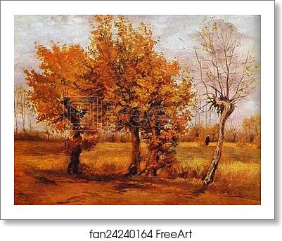 Free art print of Autumn Landscape with Four Trees by Vincent Van Gogh