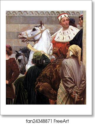 Free art print of Cimabue's Celebrated Madonna is Carried in Procession through the Streets of Florence; in front of the Madonna, and Crowned with Laurels, walks CImabue Himself, with his Pupil Giotto; behind It Arnolfo Di Lapo, Gaddo Gaddi, Andrea Tafi, Niccola Pisano, Bu by Frederick Leighton
