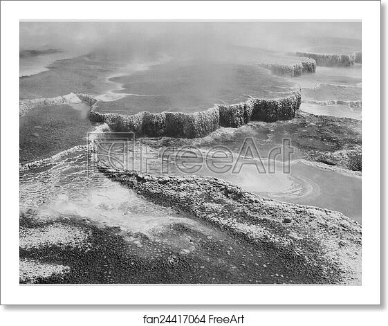 Free art print of Aerial view of "Jupiter Terrace - Fountain Geyser Pool, Yellowstone National Park," Wyoming. Photographs of National Parks and Monuments, compiled 1941 - 1942, documenting the period ca. 1933 - 1942. by Ansel Adams (1902-1984) Free art print of Aerial view of "Jupiter Terrace - Fountain Geyser Pool, Yellowstone National Park," Wyoming. Photographs of National Parks and Monuments, compiled 1941 - 1942, documenting the period ca. 1933 - 1942. by Ansel Adams (1902-1984)
