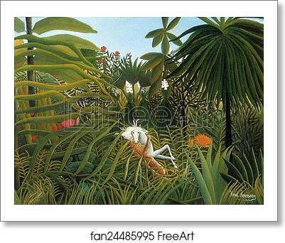 Free art print of Horse Attacked by a Jaguar by Henri Rousseau