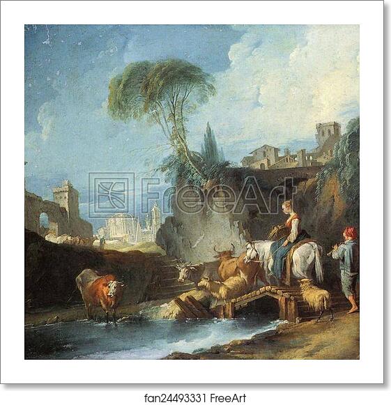 Free art print of Bridge Crossing by François Boucher Free art print of Bridge Crossing by François Boucher