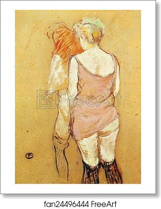 Free art print of Study for the Medical Inspection: Two Women, Partially Undressed, Seen from their Back by Henri De Toulouse-Lautrec