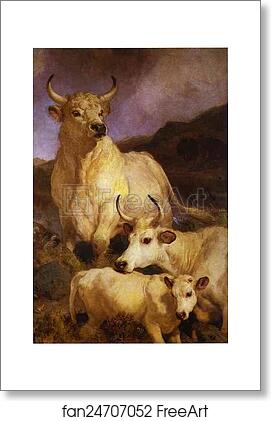 Free art print of Wild Cattle of Chillingham by Sir Edwin Landseer