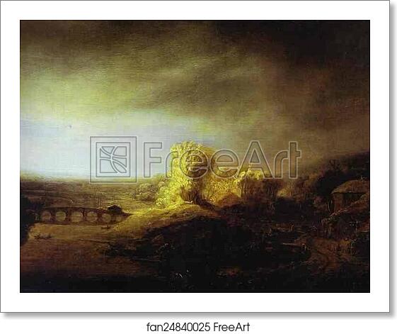 Free art print of Landscape with a Long Arched Bridge by Rembrandt Harmenszoon Van Rijn Free art print of Landscape with a Long Arched Bridge by Rembrandt Harmenszoon Van Rijn