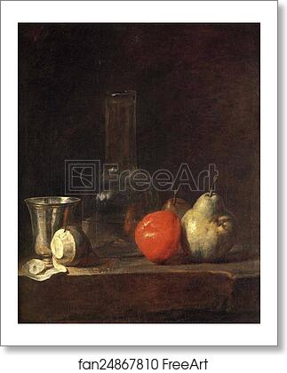 Free art print of Carafe, Silver Goblet and Fruit by Jean-Baptiste-Simeon Chardin