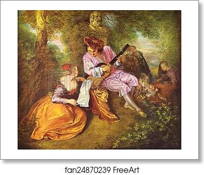 Free art print of La Gamme d'Amour by Jean-Antoine Watteau