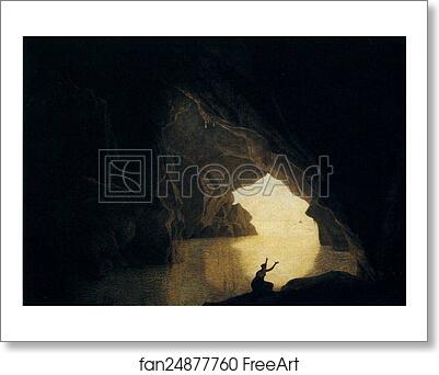 Free art print of A Grotto in the Gulf of Salernum, with the Figure of Julia, Banished from Rome by Joseph Wright Of Derby