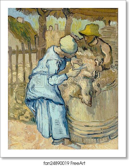 Free art print of The sheep-shearer (after Millet) by Vincent Van Gogh