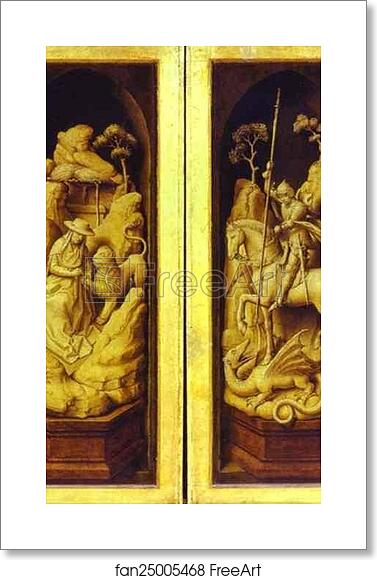 Free art print of Sforza Triptych. St. Jerome and St. George. The exterior by Rogier Van Der Weyden