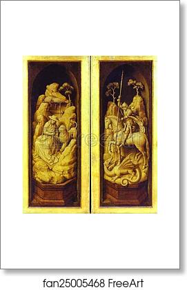 Free art print of Sforza Triptych. St. Jerome and St. George. The exterior by Rogier Van Der Weyden