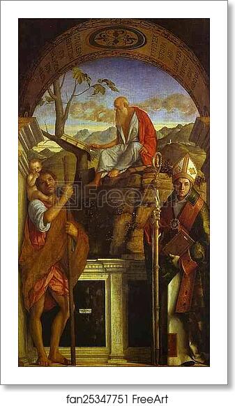 Free art print of St. Christopher, St. Jerome, and St. Louis by Giovanni Bellini Free art print of St. Christopher, St. Jerome, and St. Louis by Giovanni Bellini
