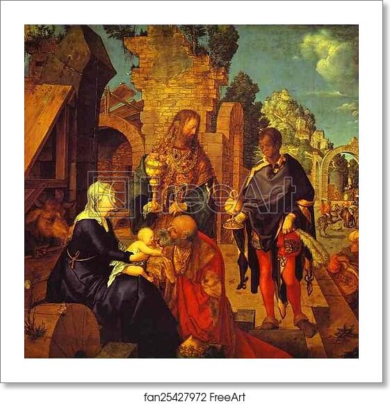 Free art print of The Adoration of the Magi by Albrecht Dürer