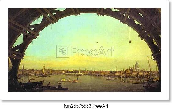 Free art print of London: Seen through an Arch of Westminster Bridge by Giovanni Antonio Canale, Called Canaletto