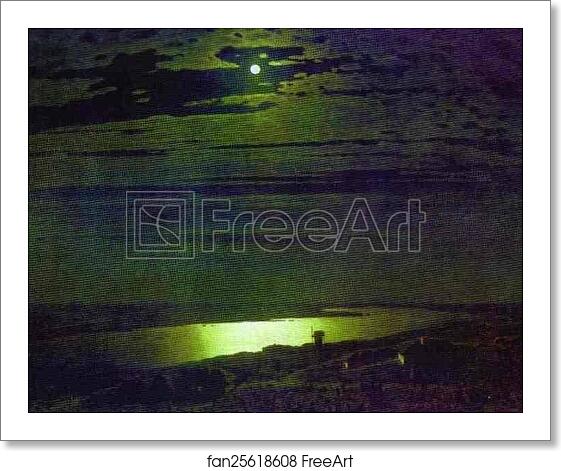 Free art print of Moonlight Night on Dnieper by Arkhip Kuinji