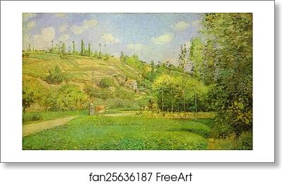 Free art print of A Cowherd at Pontoise by Camille Pissarro