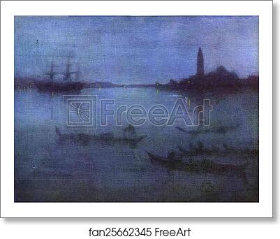 Free art print of Nocturne in Blue and Silver; The Lagoon, Venice by James Abbott Mcneill Whistler