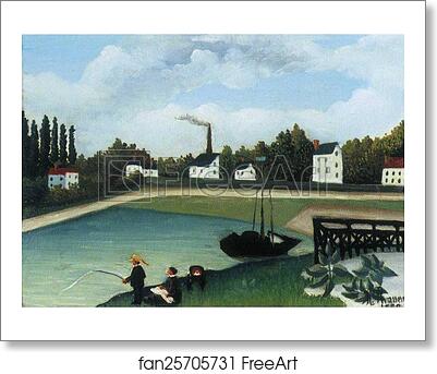 Free art print of View of the Quai d'Inry near the Port à l'Anglais, Seine (Family Fishing) by Henri Rousseau