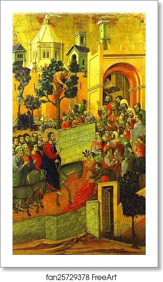 Free art print of Maestà (back, central panel) The Entry into Jerusalem by Duccio Di Buoninsegna