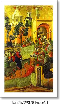 Free art print of Maestà (back, central panel) The Entry into Jerusalem by Duccio Di Buoninsegna