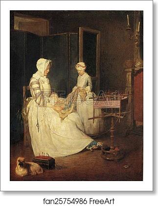 Free art print of The Diligent Mother by Jean-Baptiste-Simeon Chardin
