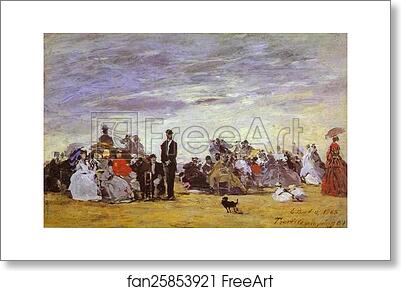Free art print of Beach at Trouville by Eugène-Louis Boudin