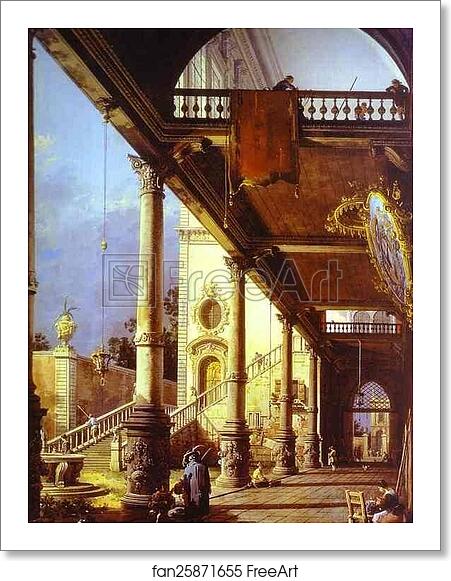 Free art print of Capriccio of Colonade and the Courtyard of a Palace by Giovanni Antonio Canale, Called Canaletto