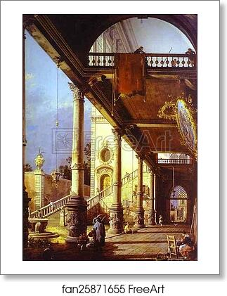 Free art print of Capriccio of Colonade and the Courtyard of a Palace by Giovanni Antonio Canale, Called Canaletto