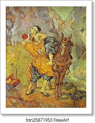 Free art print of The Good Samaritan (After Delacroix). Auvers-sur-Oise by Vincent Van Gogh