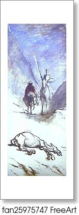 Free art print of Don Quixote, Sancho Pansa and the Dead Mule by Honoré Daumier