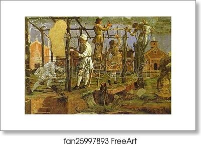 Free art print of Pruning the Vines. Detail from "March" from the Cycle of the Months by Francesco Del Cossa