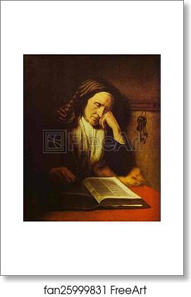 Free art print of An Old Woman Dozing over a Book by Nicolaes Maes
