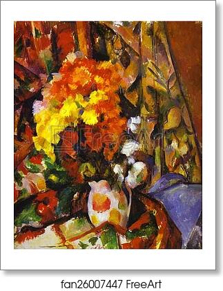 Free art print of Vase with Flowers. Chrysanthemums by Paul Cézanne