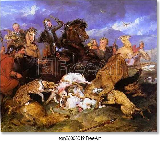 Free art print of The Hunting of Chevy Chase by Sir Edwin Landseer